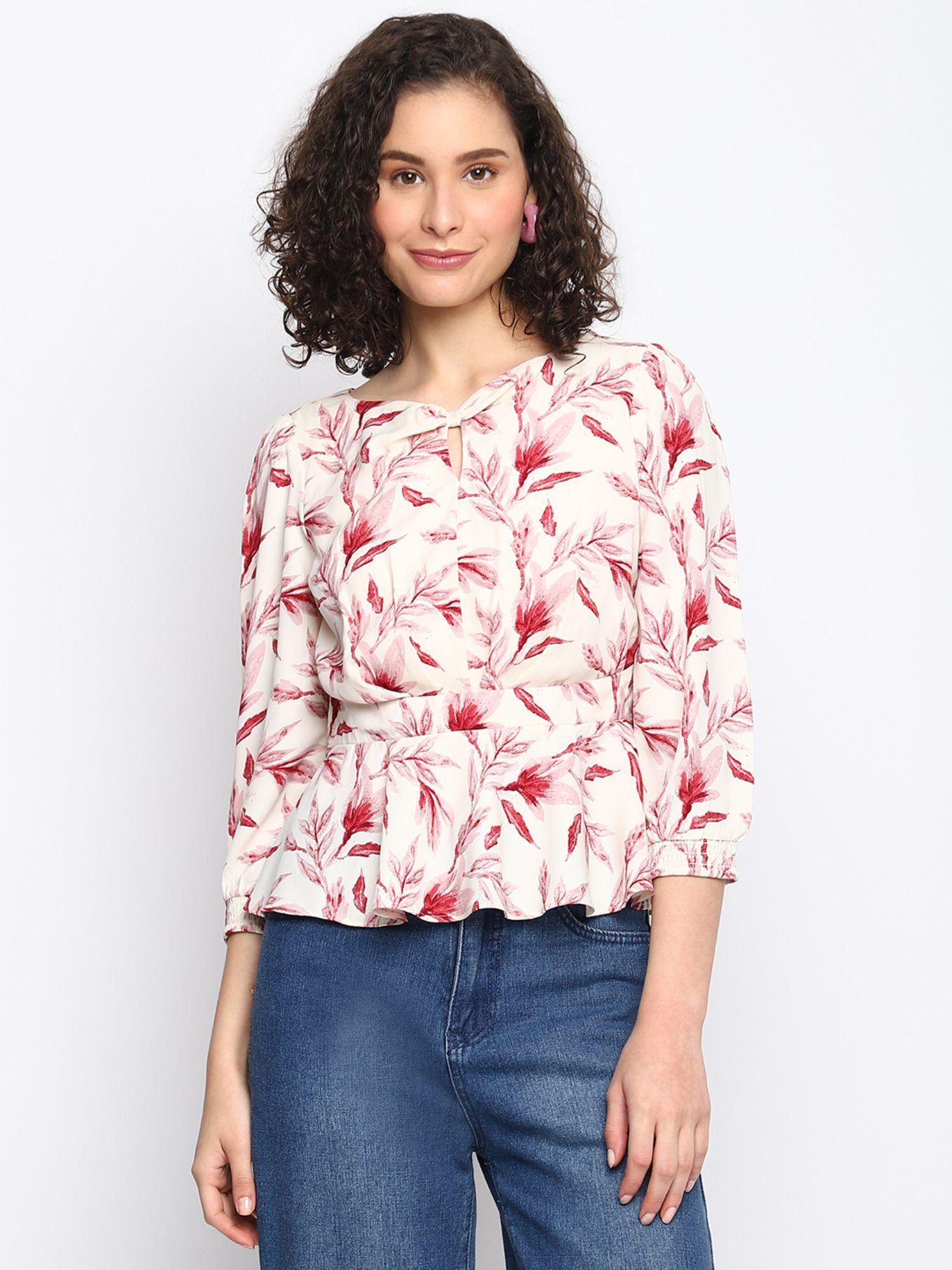 women multi color printed 3-4 sleeve regular top