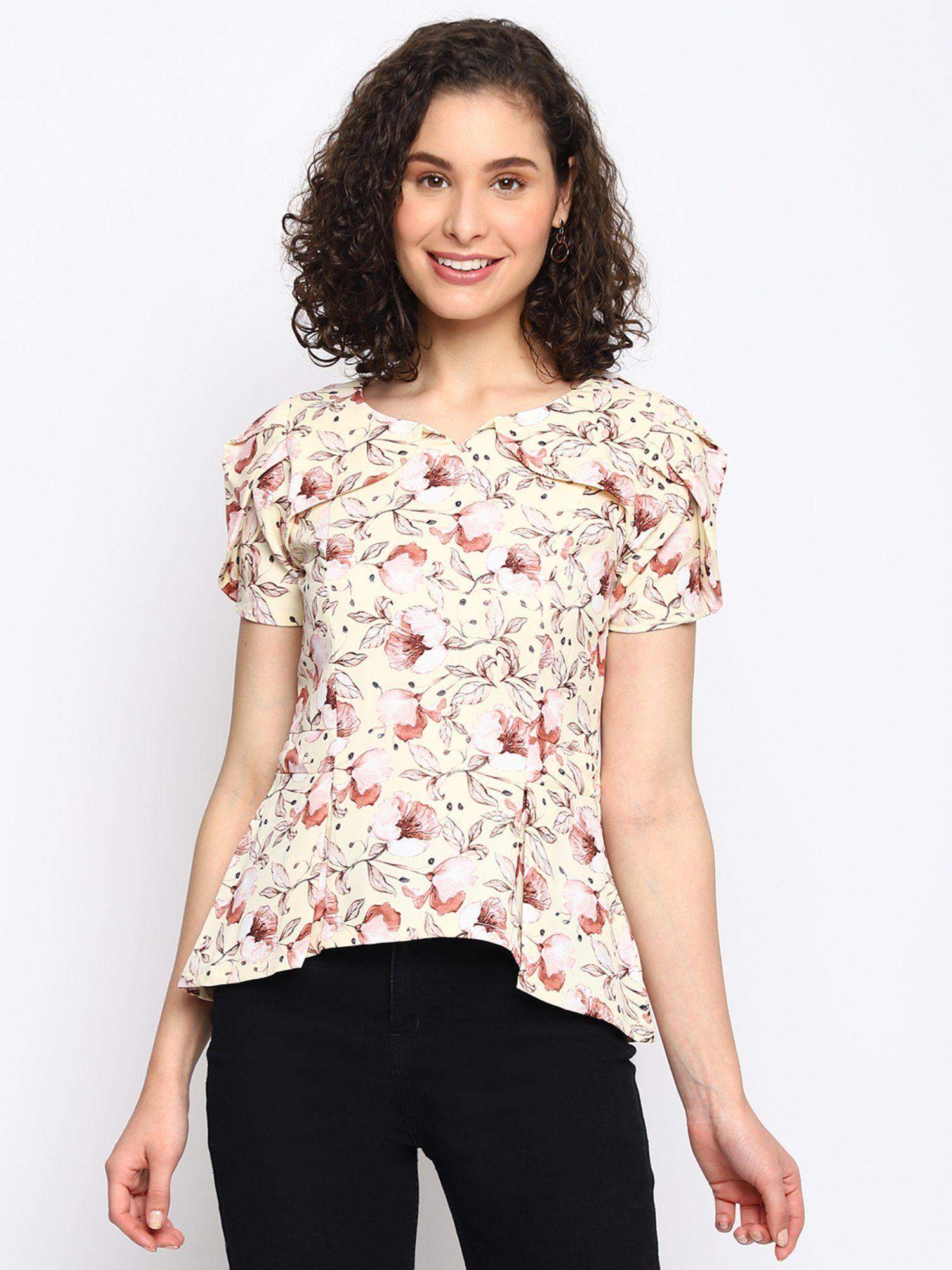 women multi color printed half sleeve regular top