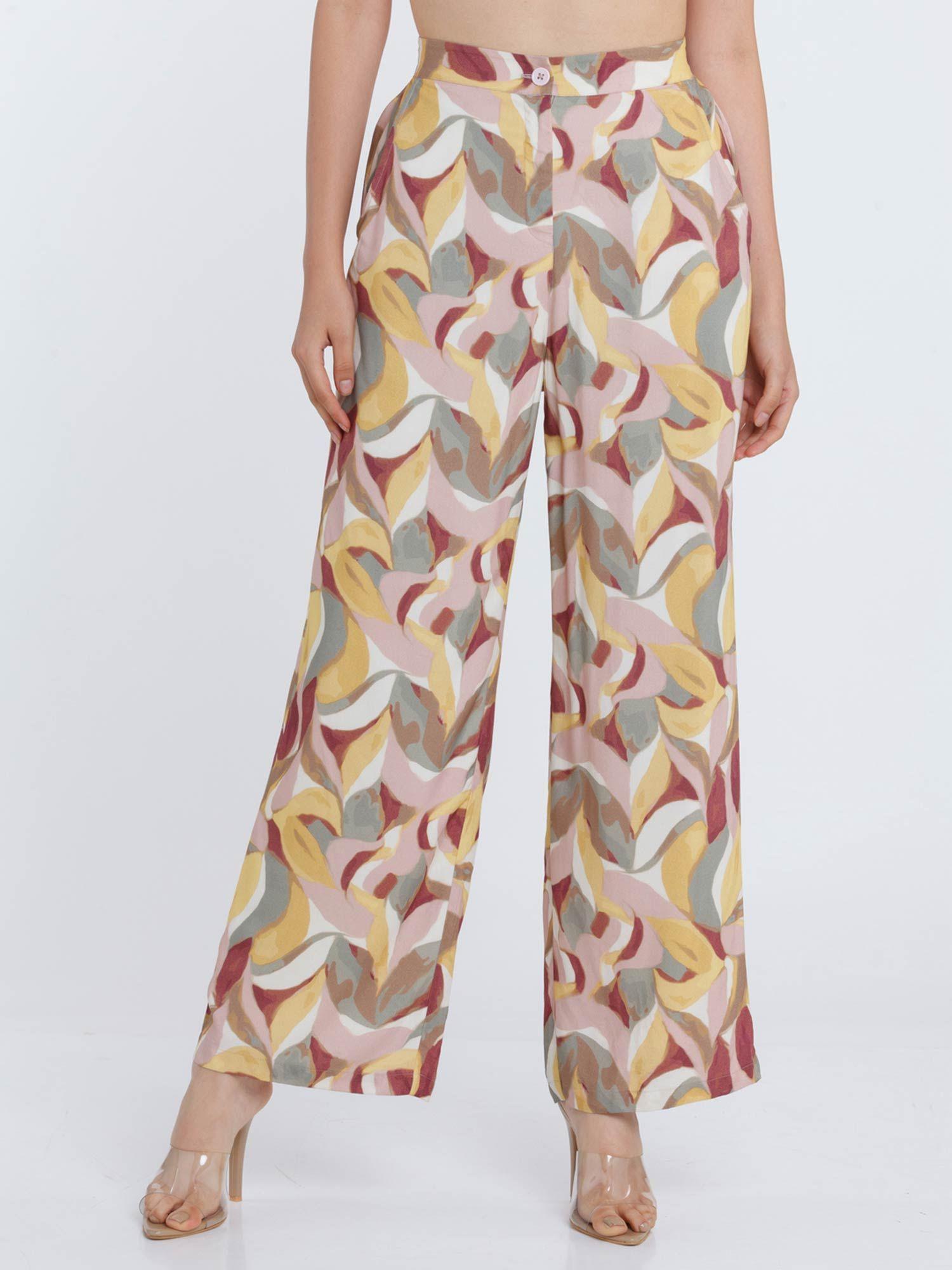 women multi-color printed pants