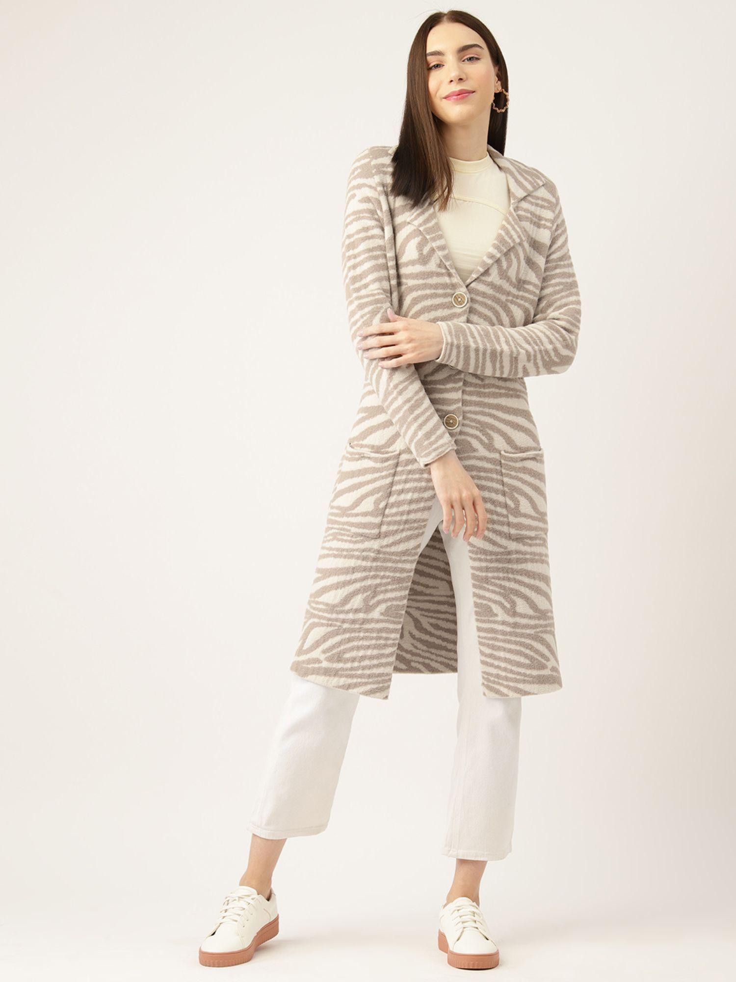 women multi-color stripes longline jacket