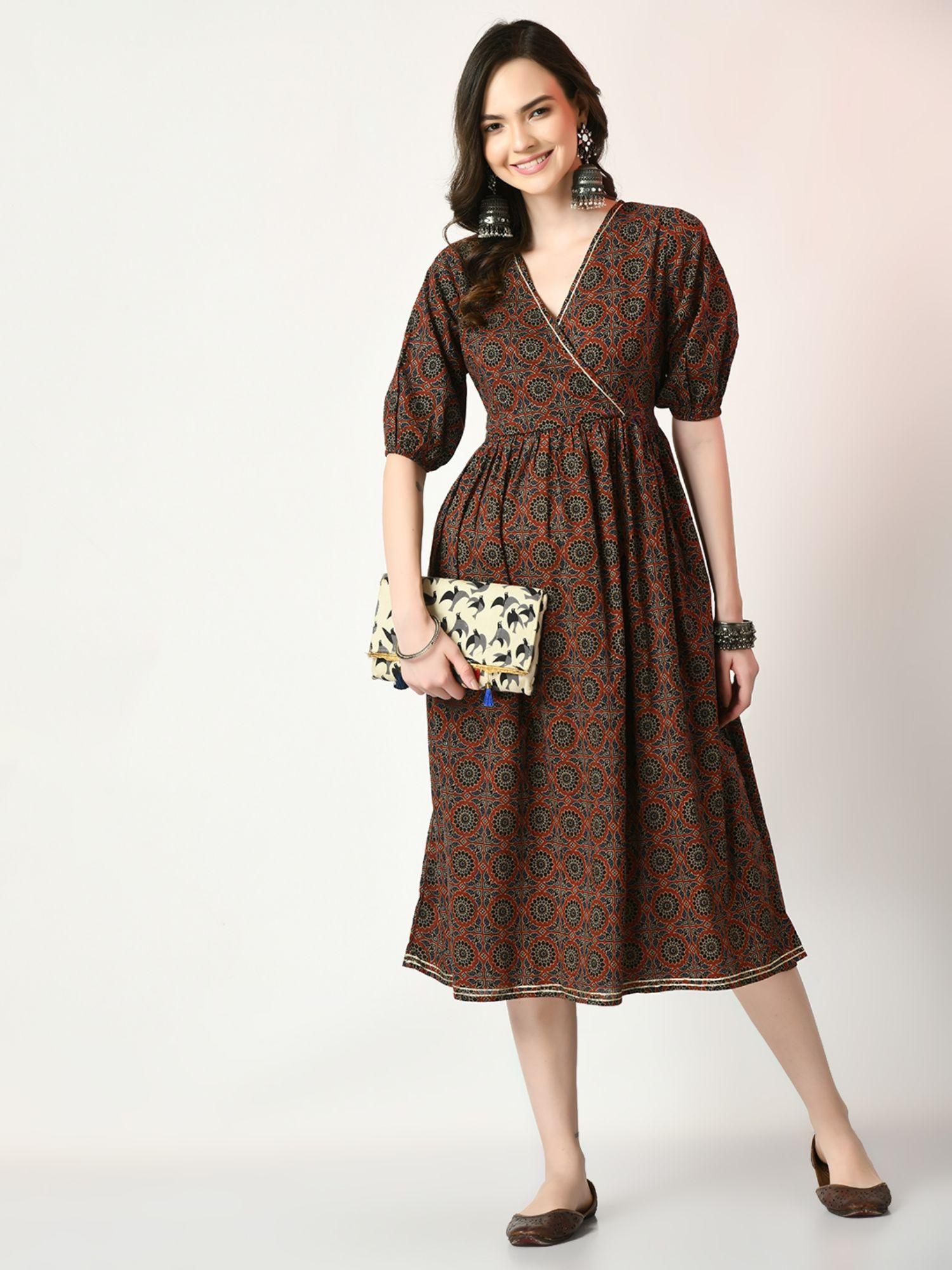 women multi empire printed dress