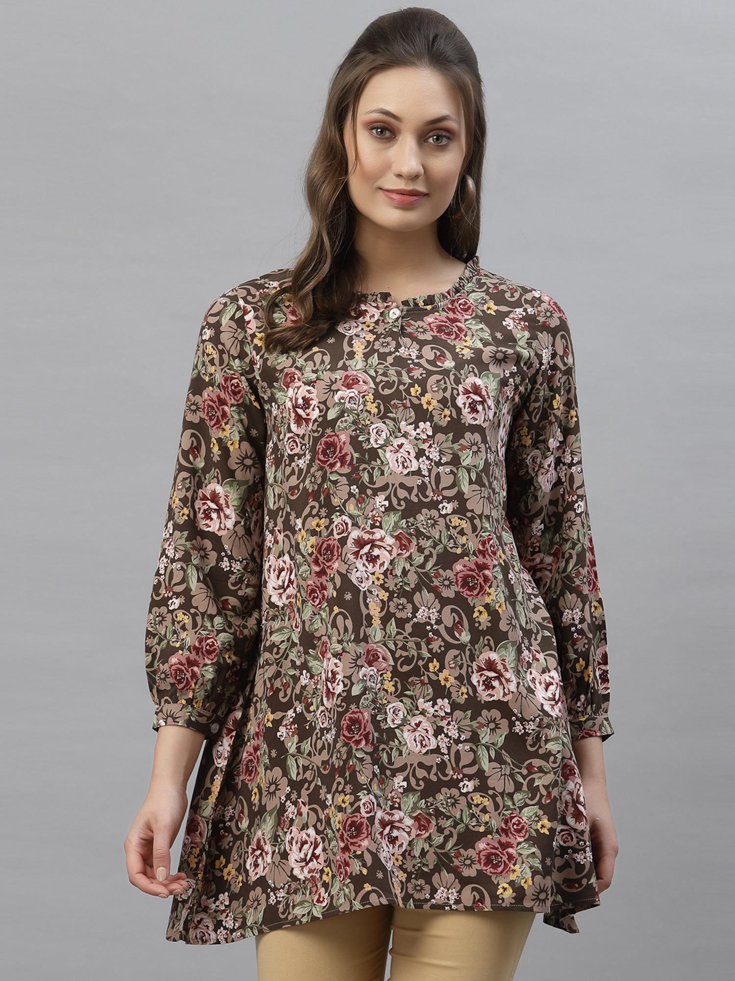 women multi floral print tunic