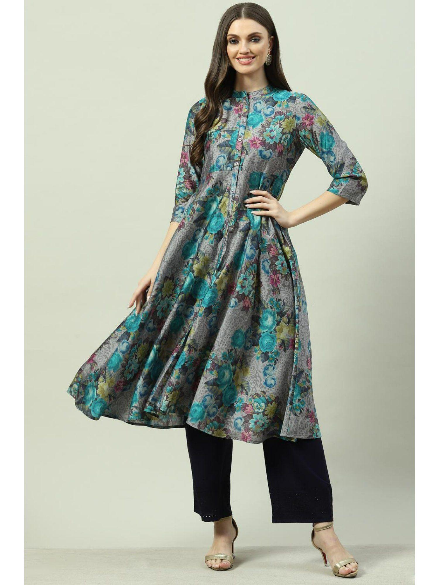 women multi floral printed kurta