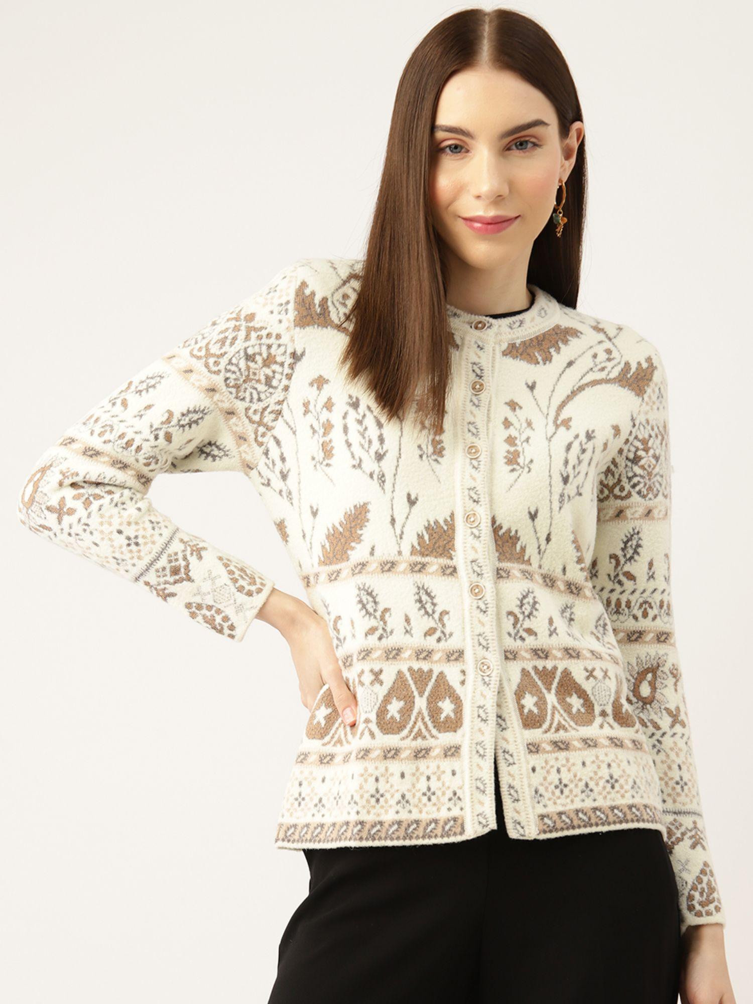 women multi floral printed sweater