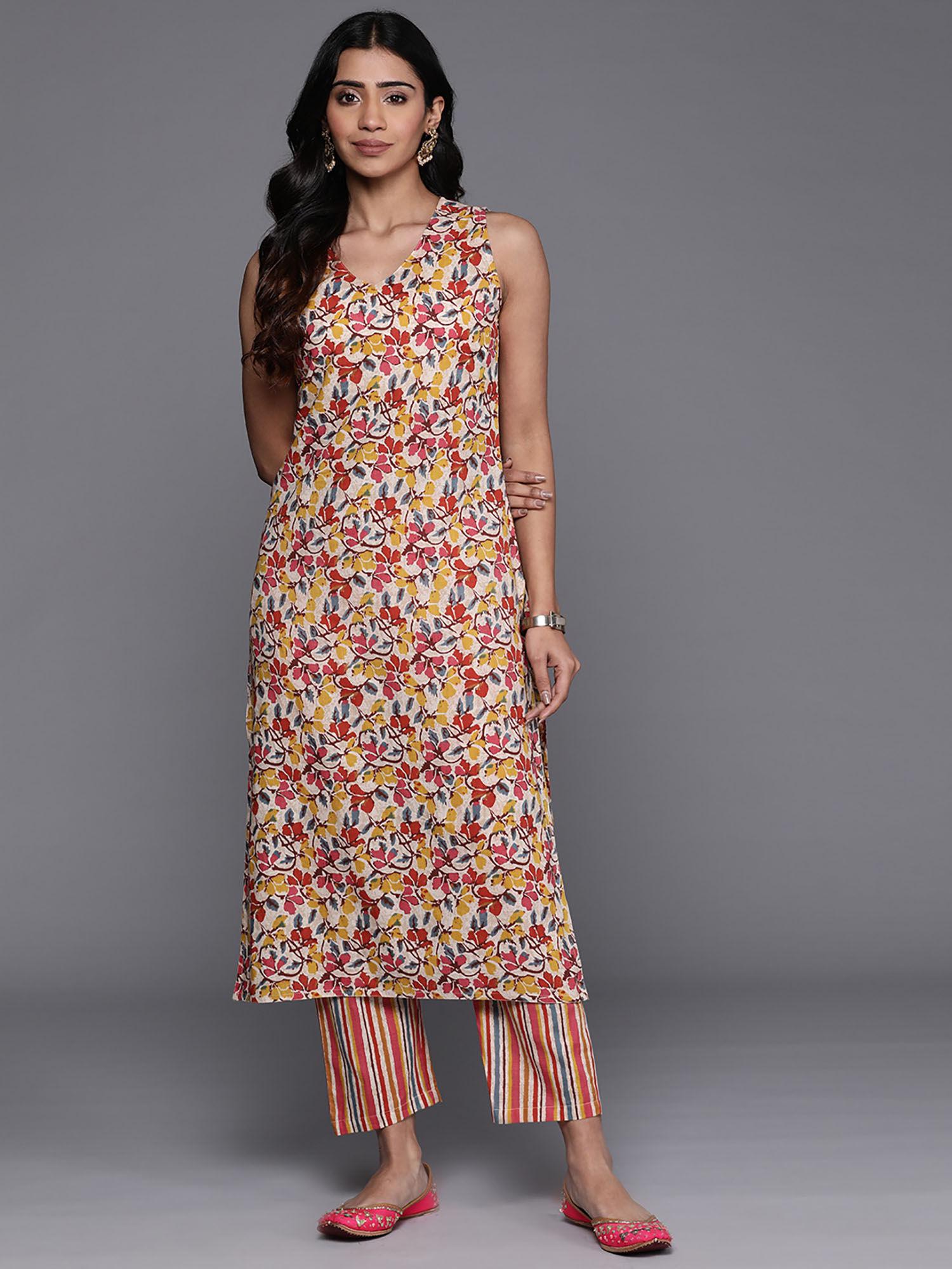 women multi printed straight co-ord set