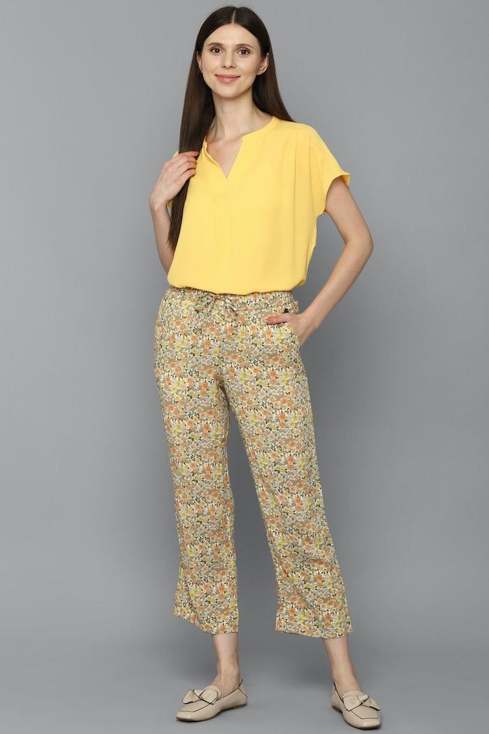 women multi regular fit print casual trousers