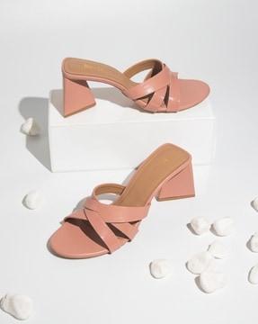 women multi-strap chunky heeled sandals