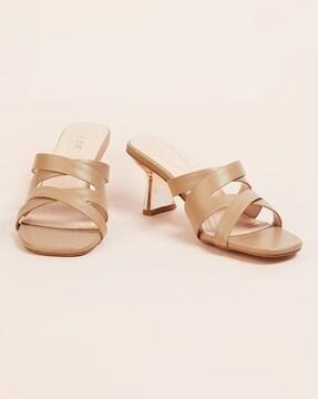 women multi-strap chunky heeled sandals