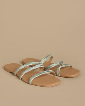 women multi-strap flat sandlas