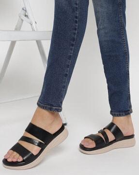 women multi-strap slides