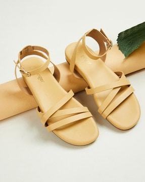 women multi-strap sling-back flat sandals