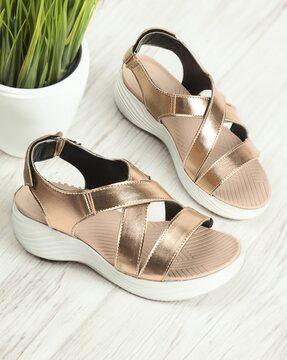 women multi-strap slingback wedges