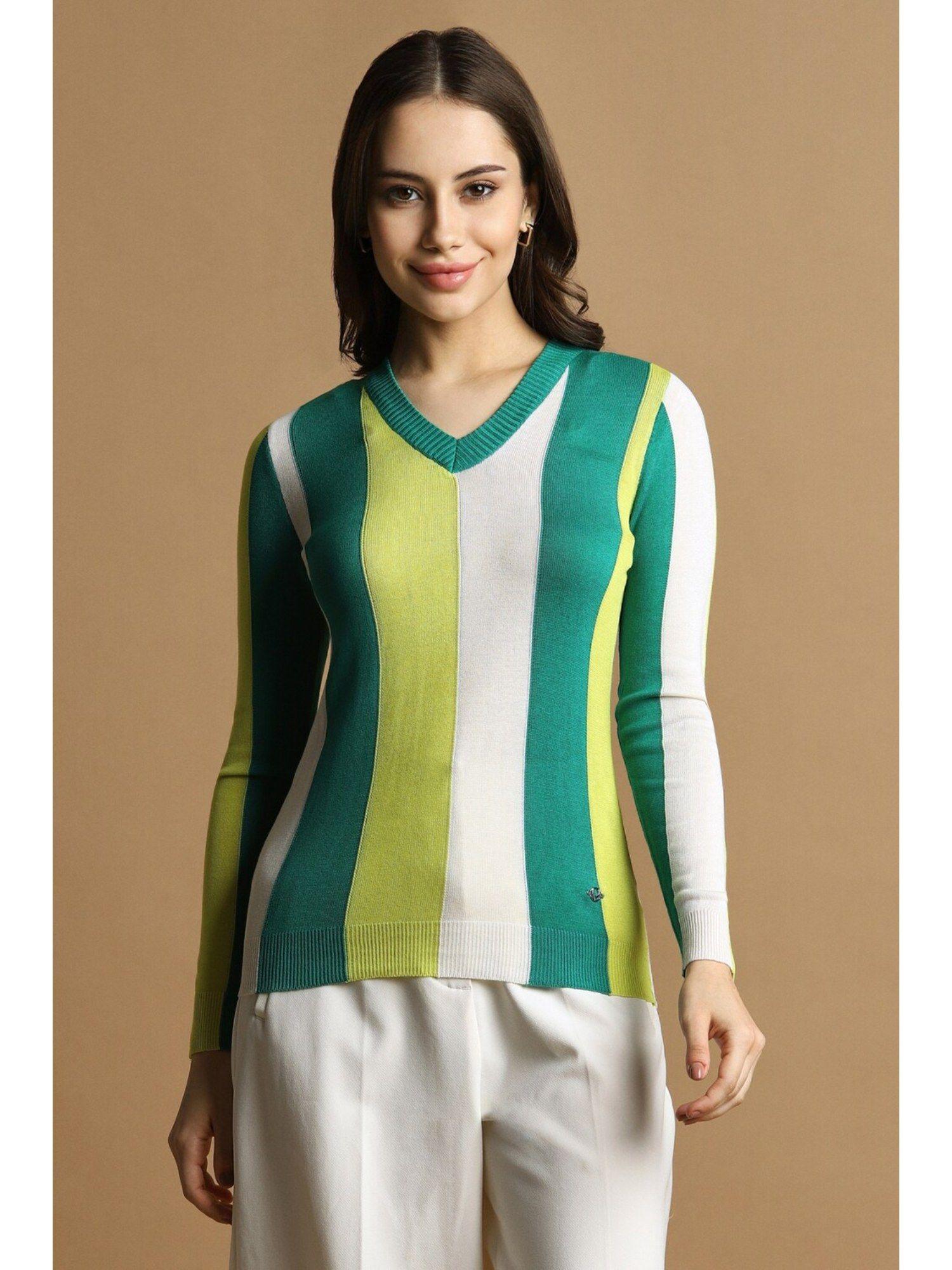 women multi stripe casual top