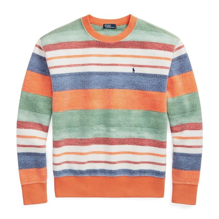 women multi striped fleece sweatshirt