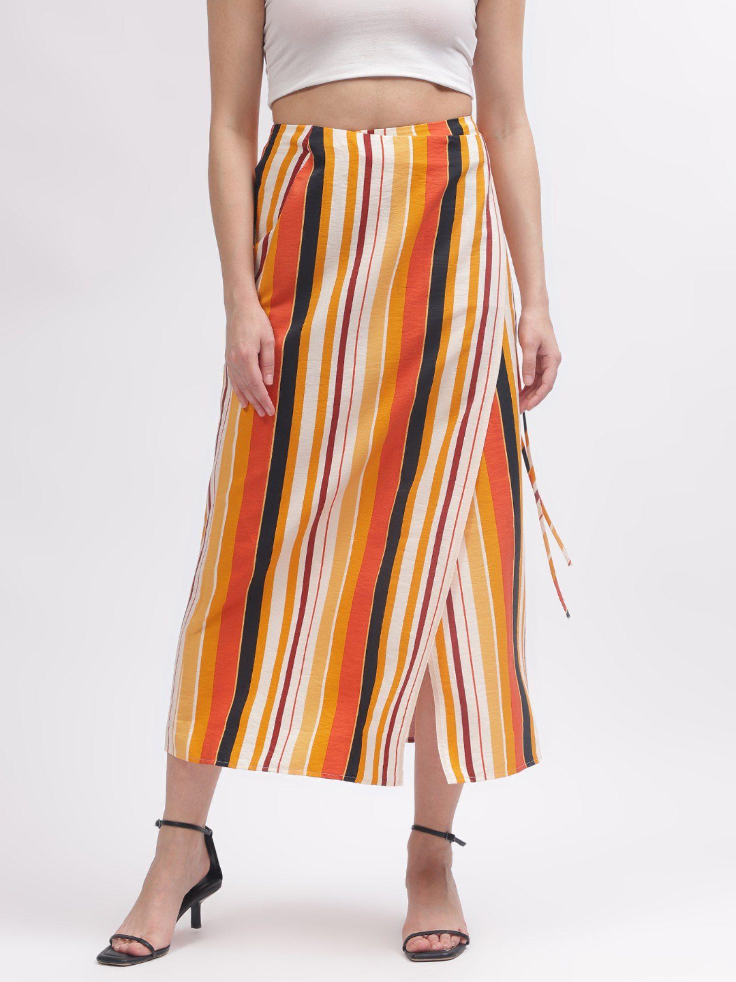 women multi striped skirt