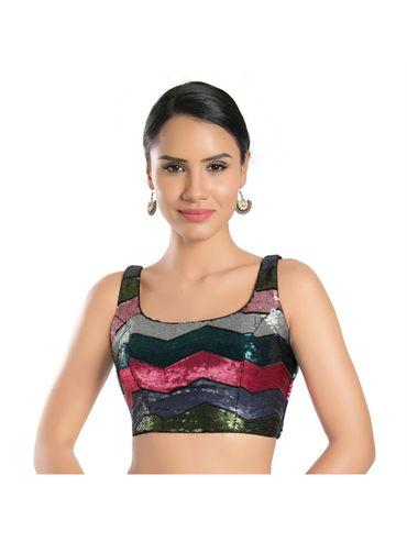 women multicolor georgette readymade saree blouse