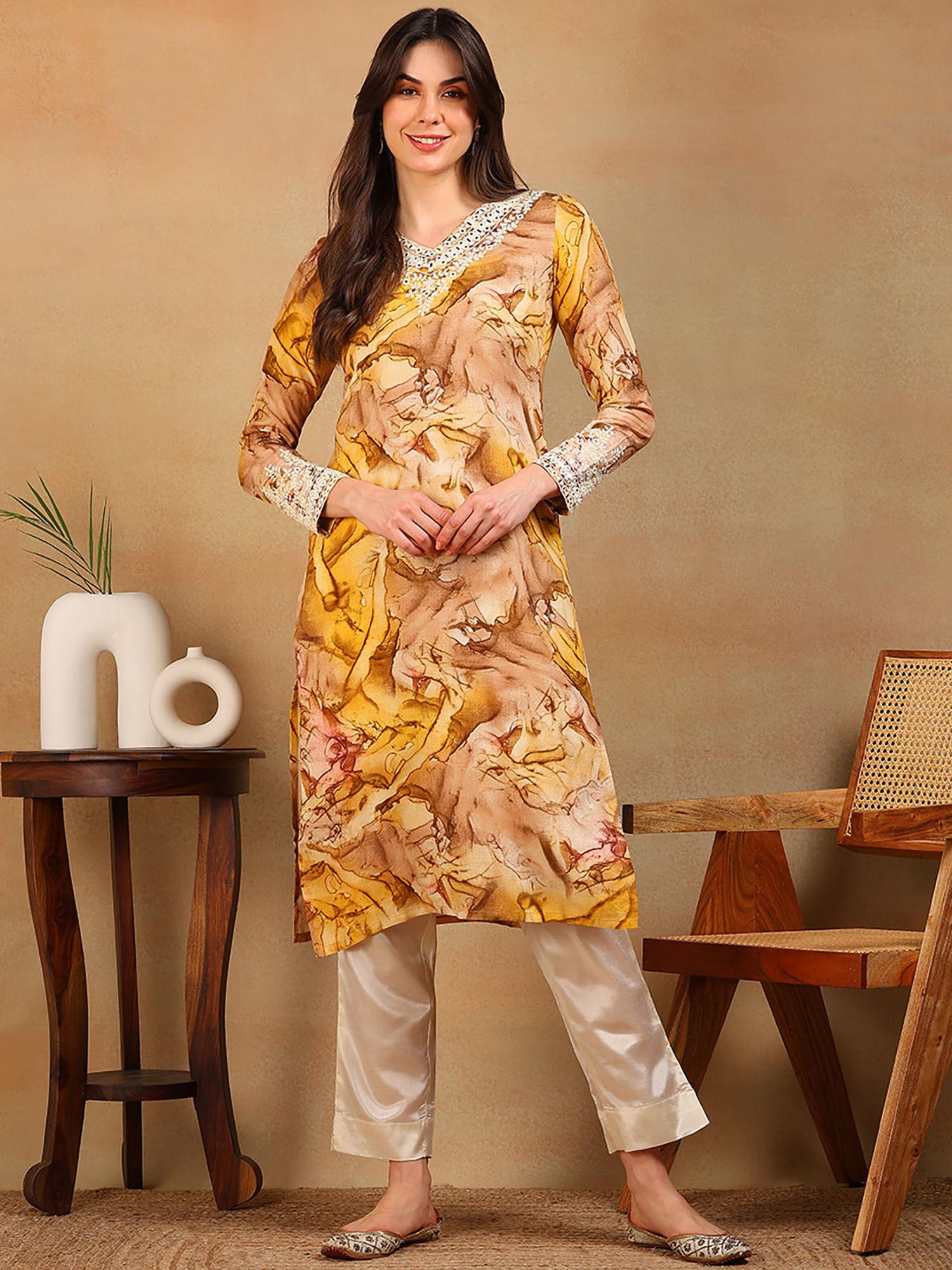 women multicolor tie and dye printed straight kurta