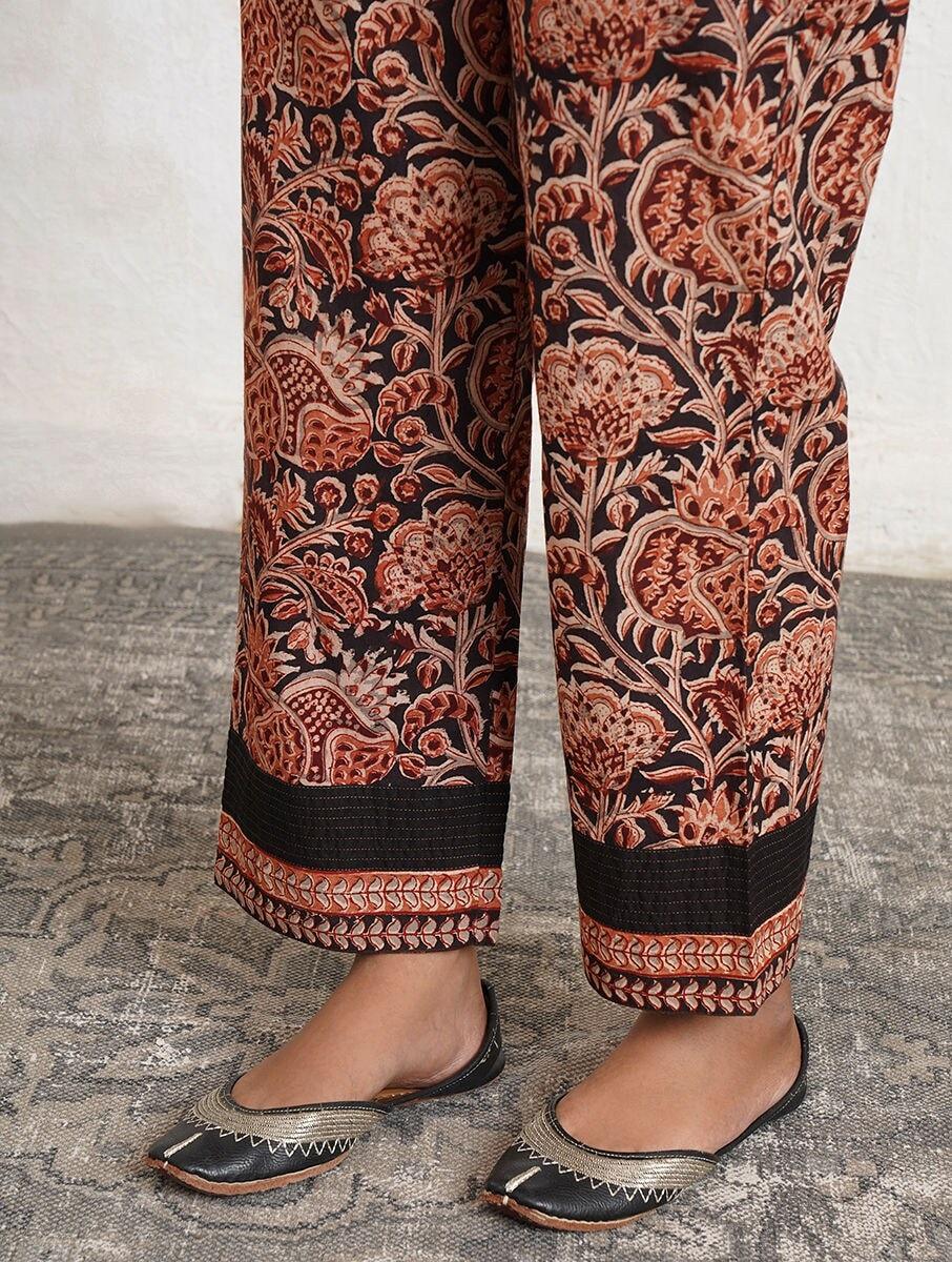 women multicolour cotton kalamkari ankle length palazzo