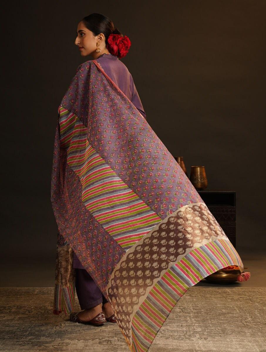 women multicolour cotton silk block print collection dupatta