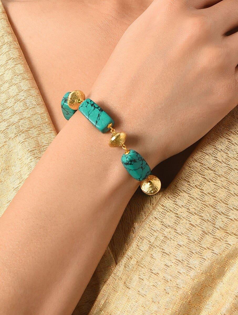 women multicolour gold tone brass cuffs &amp; bracelet