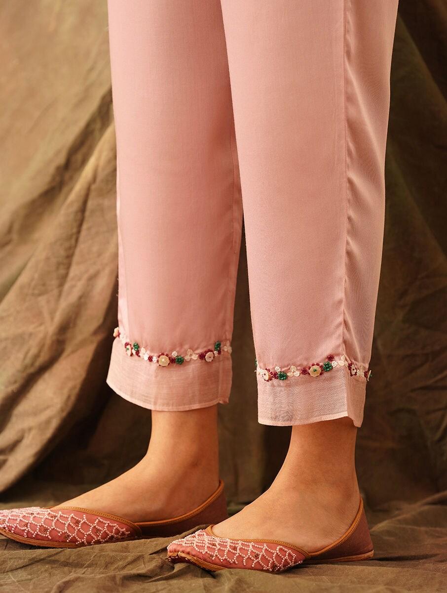 women multicolour modal embroidered ankle length straight fit pants