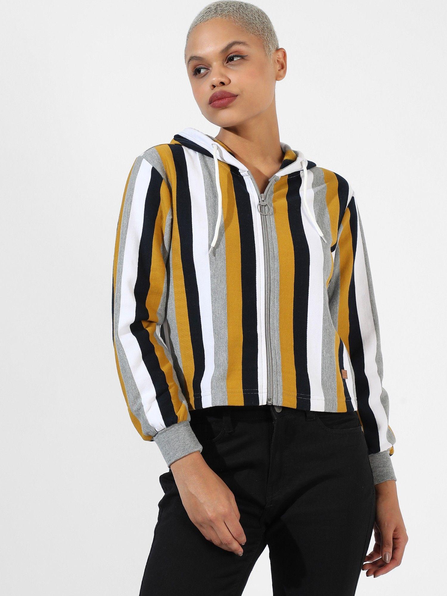 women multicolour striped regular fit top