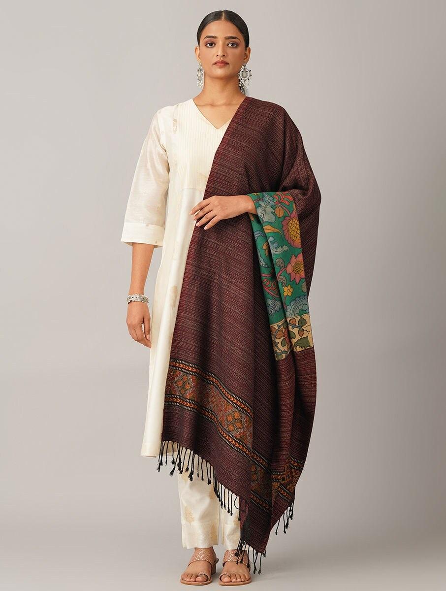 women multicolour wool kalamkari shawls