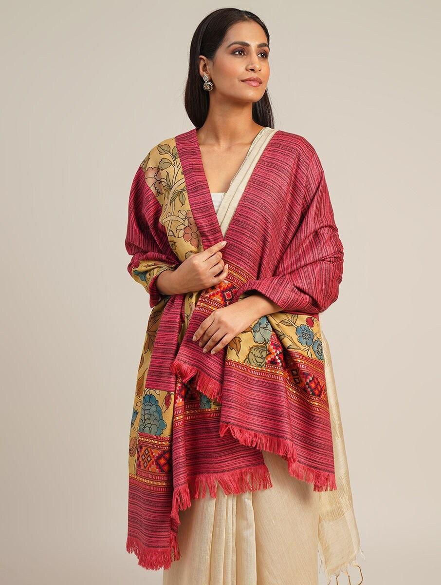 women multicolour wool kalamkari shawls