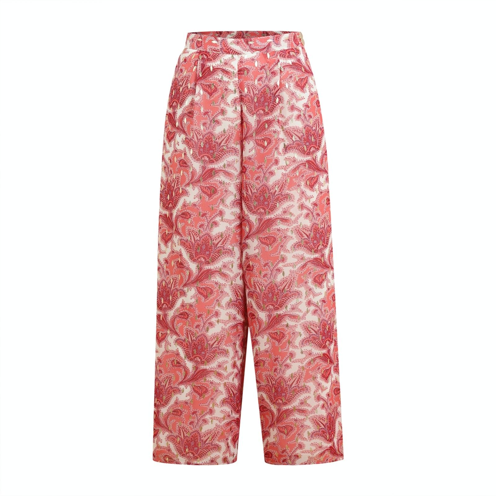 women multicoloured floral print flared trousers