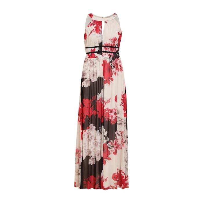 women multicoloured pleated floral print maxi dress