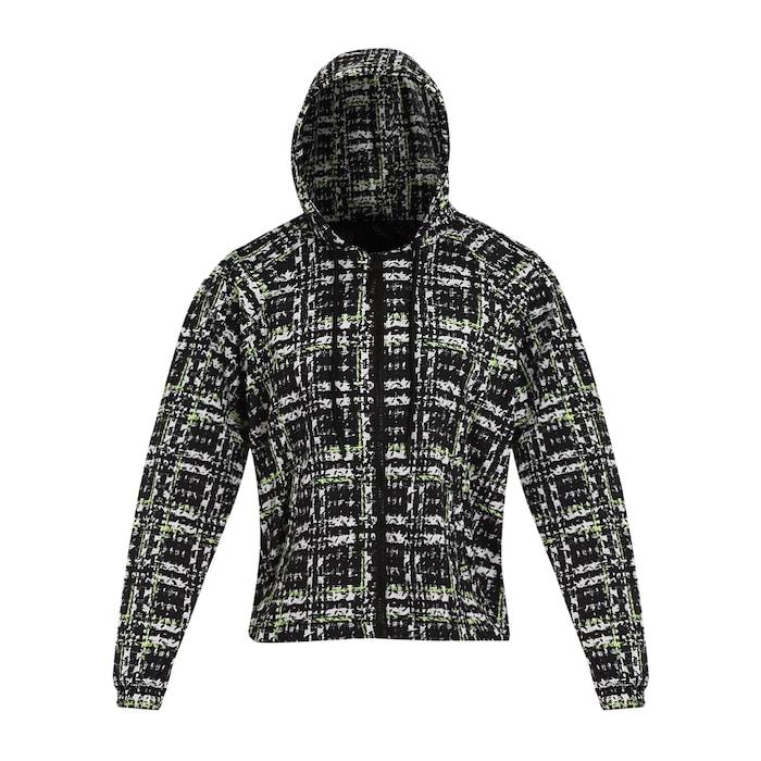 women multicoloured printed windbreaker jacket with hood