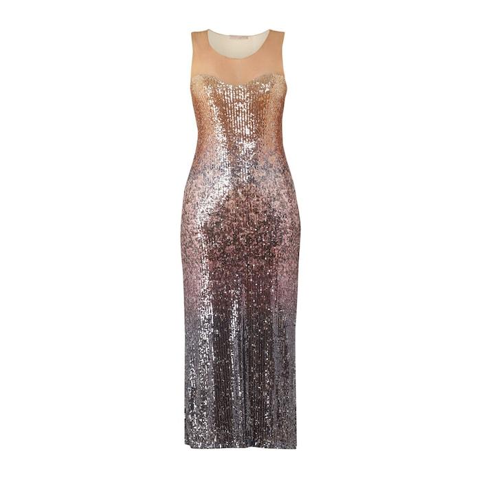 women multicoloured sequined ombre long dress