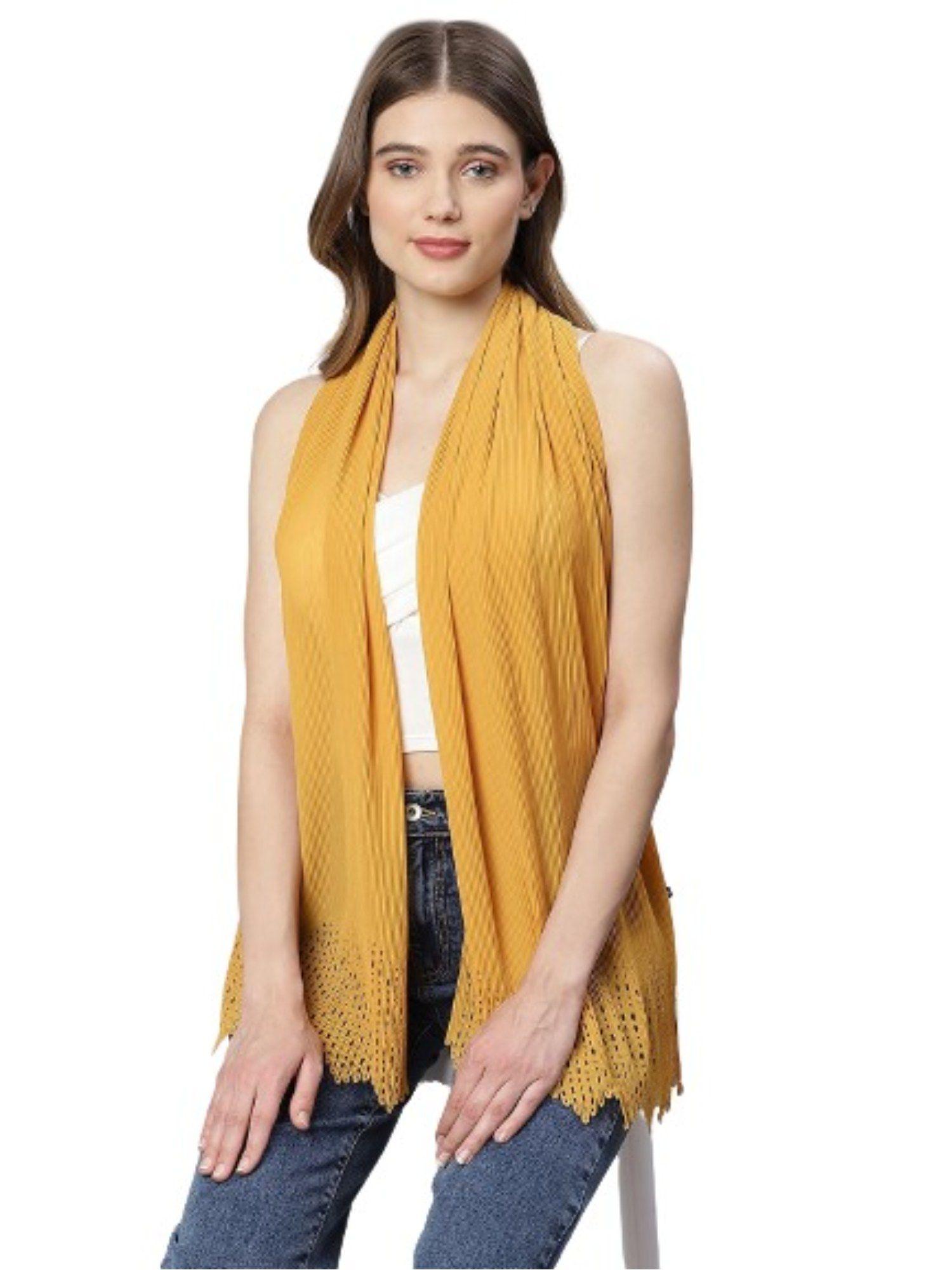 women mustard solid stylised stole