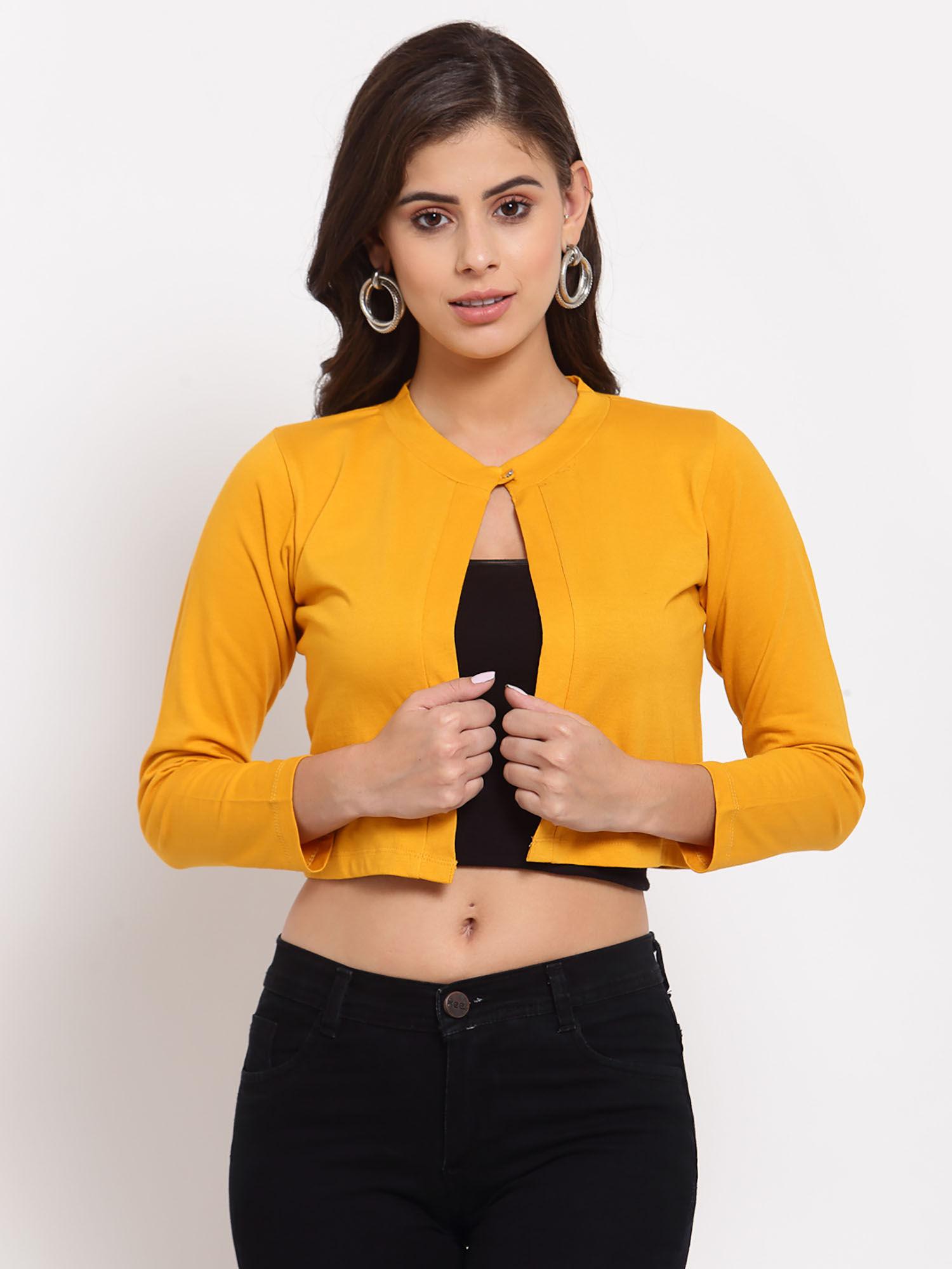 women mustard yellow crop shrug