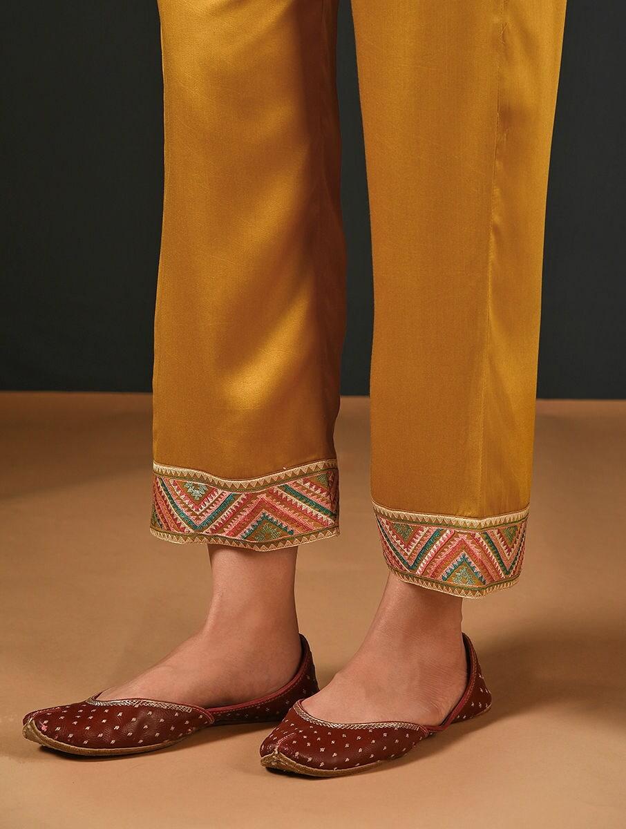 women mustard yellow modal ankle length palazzo