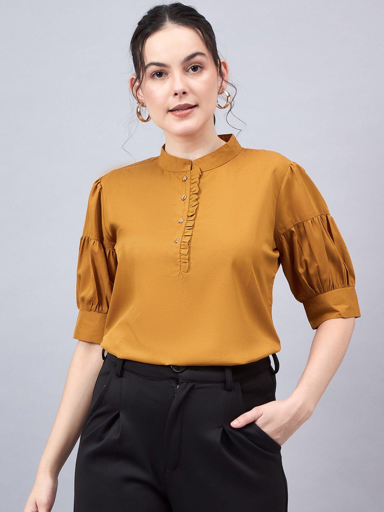 women mustard yellow solid top