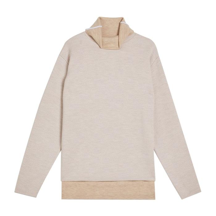 women natural double faced funnel neck sweater