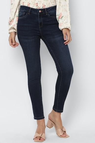 women navy ankle skinny fit dark wash jeans