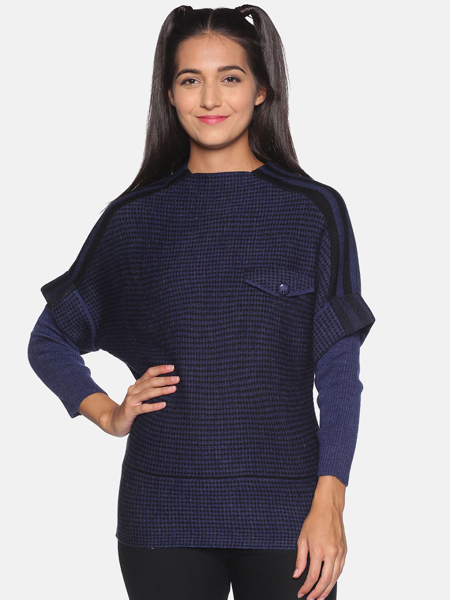 women navy blue color sweater