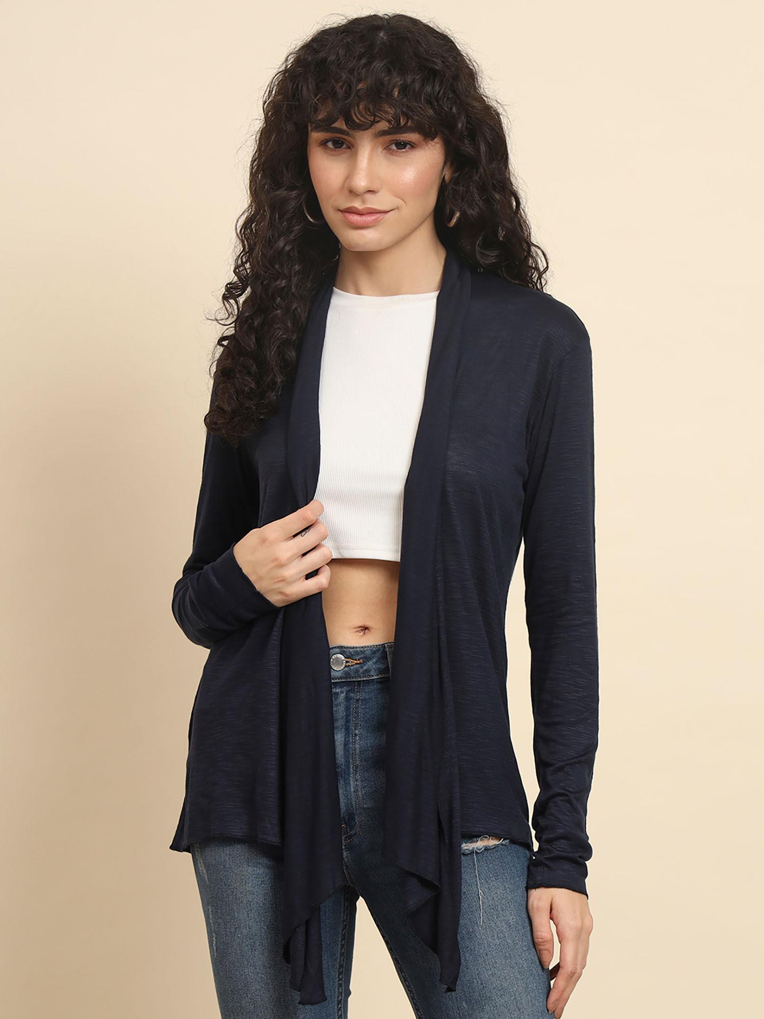 women navy blue shrug