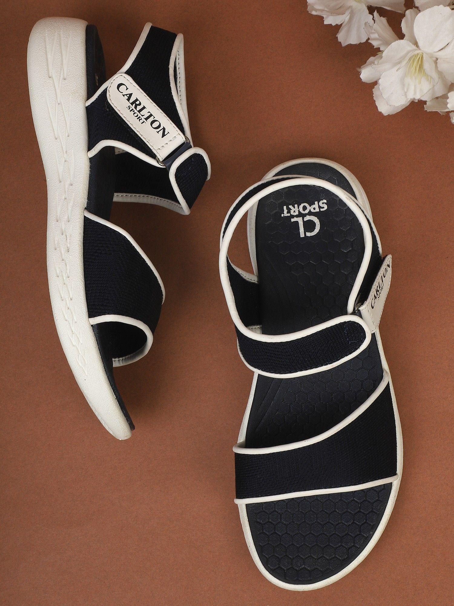 women navy blue solid sandal