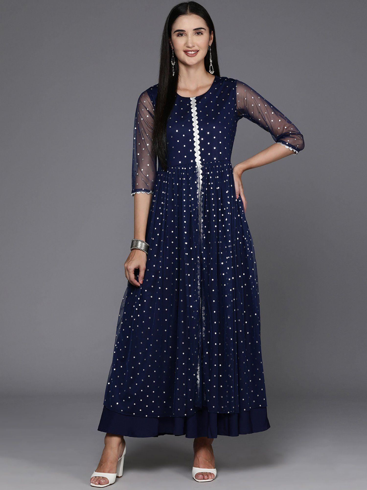 women navy blue traditional wear ethnic dress