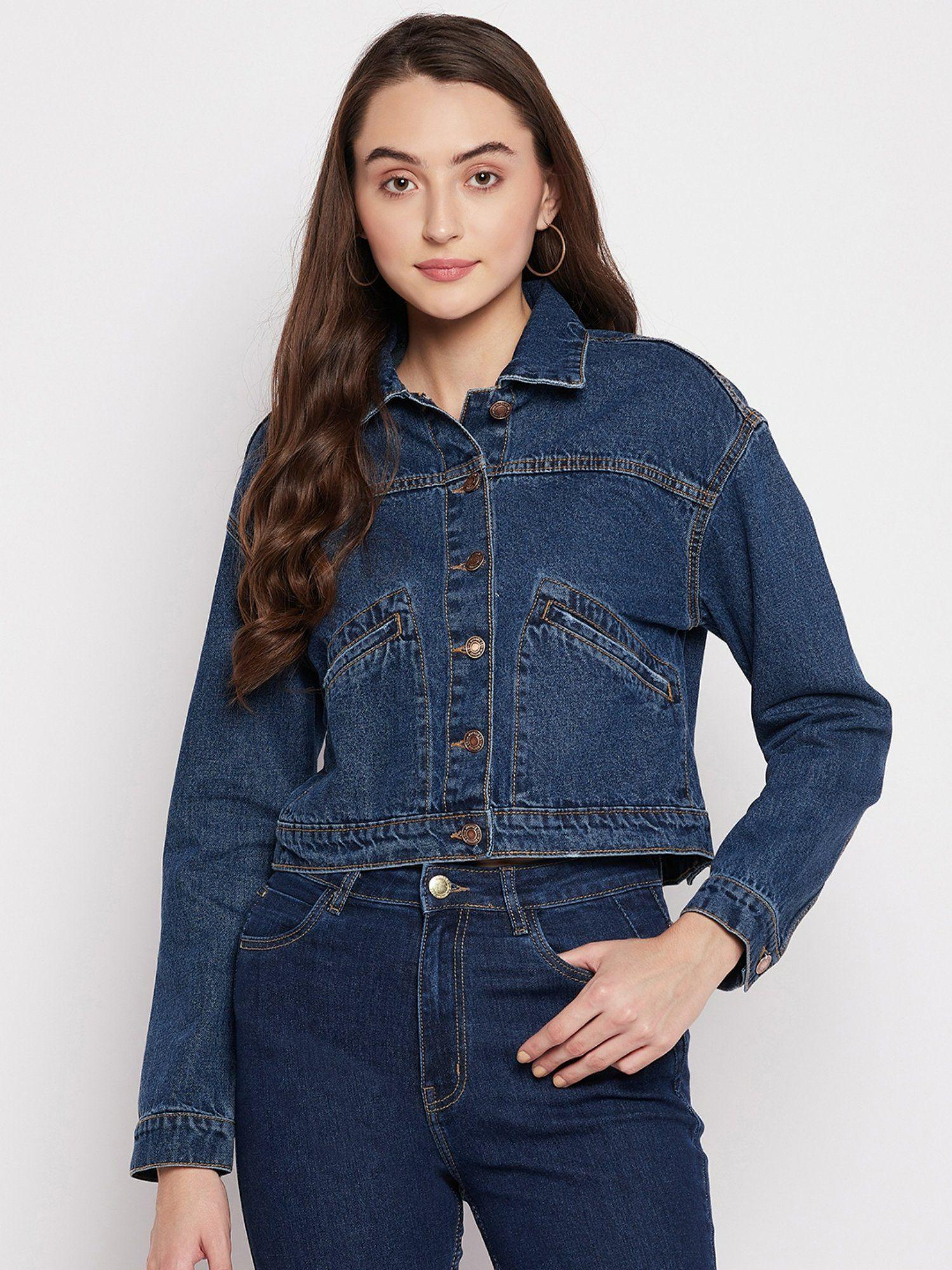 women navy denim jacket