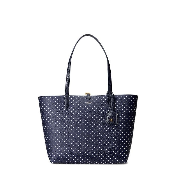 women navy faux-leather print reversible tote