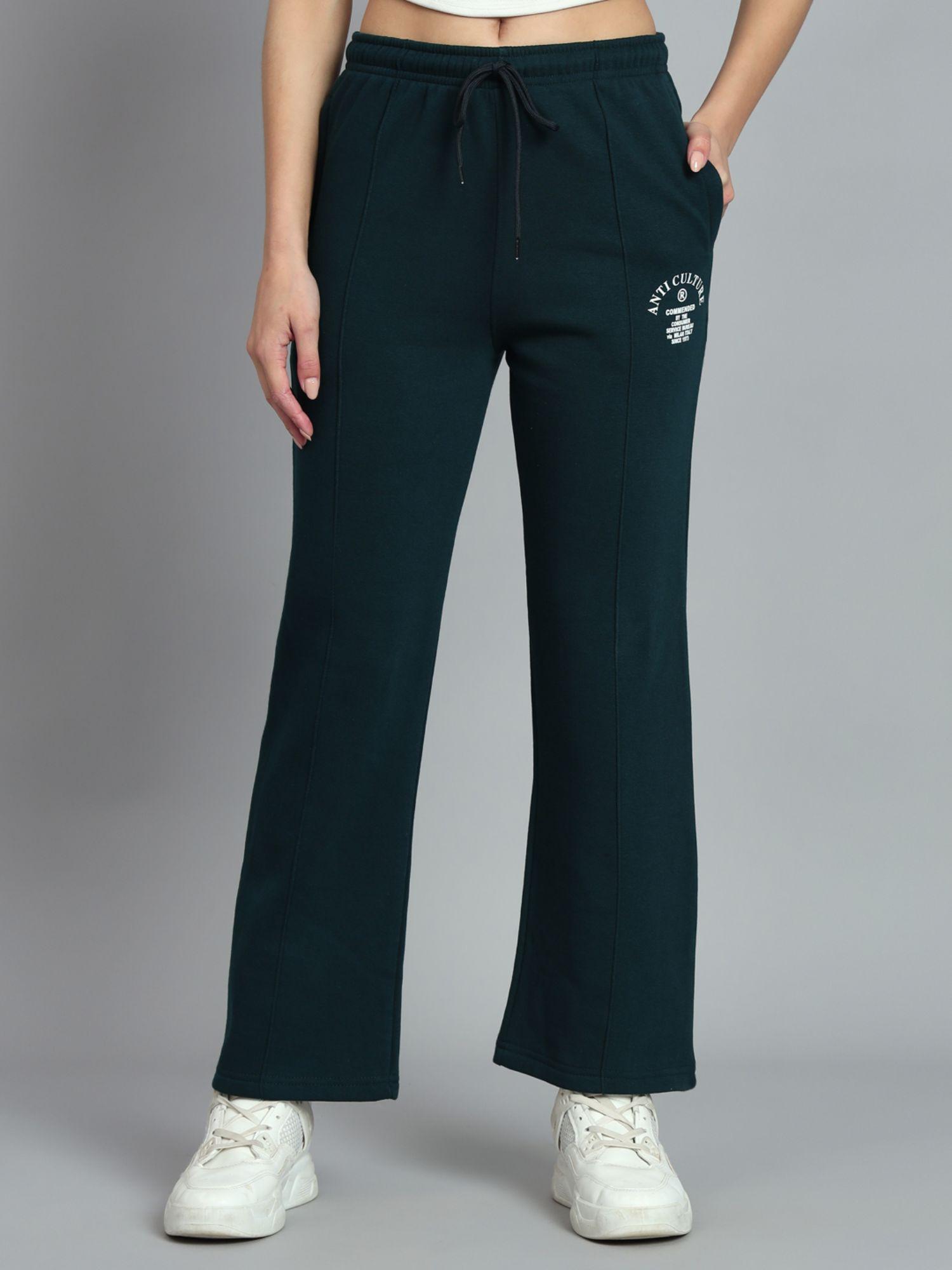 women navy fleece relaxed fit trousers