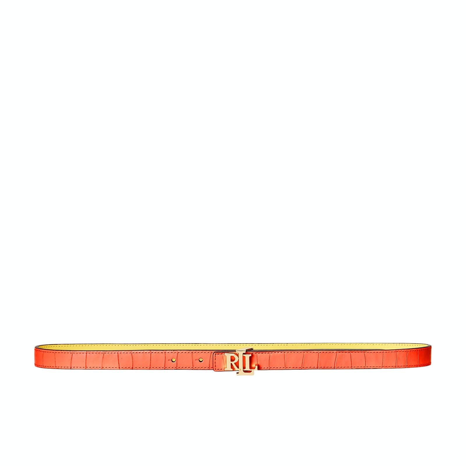 women navy logo reversible leather skinny belt