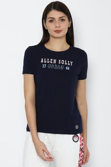 women navy print casual t-shirt