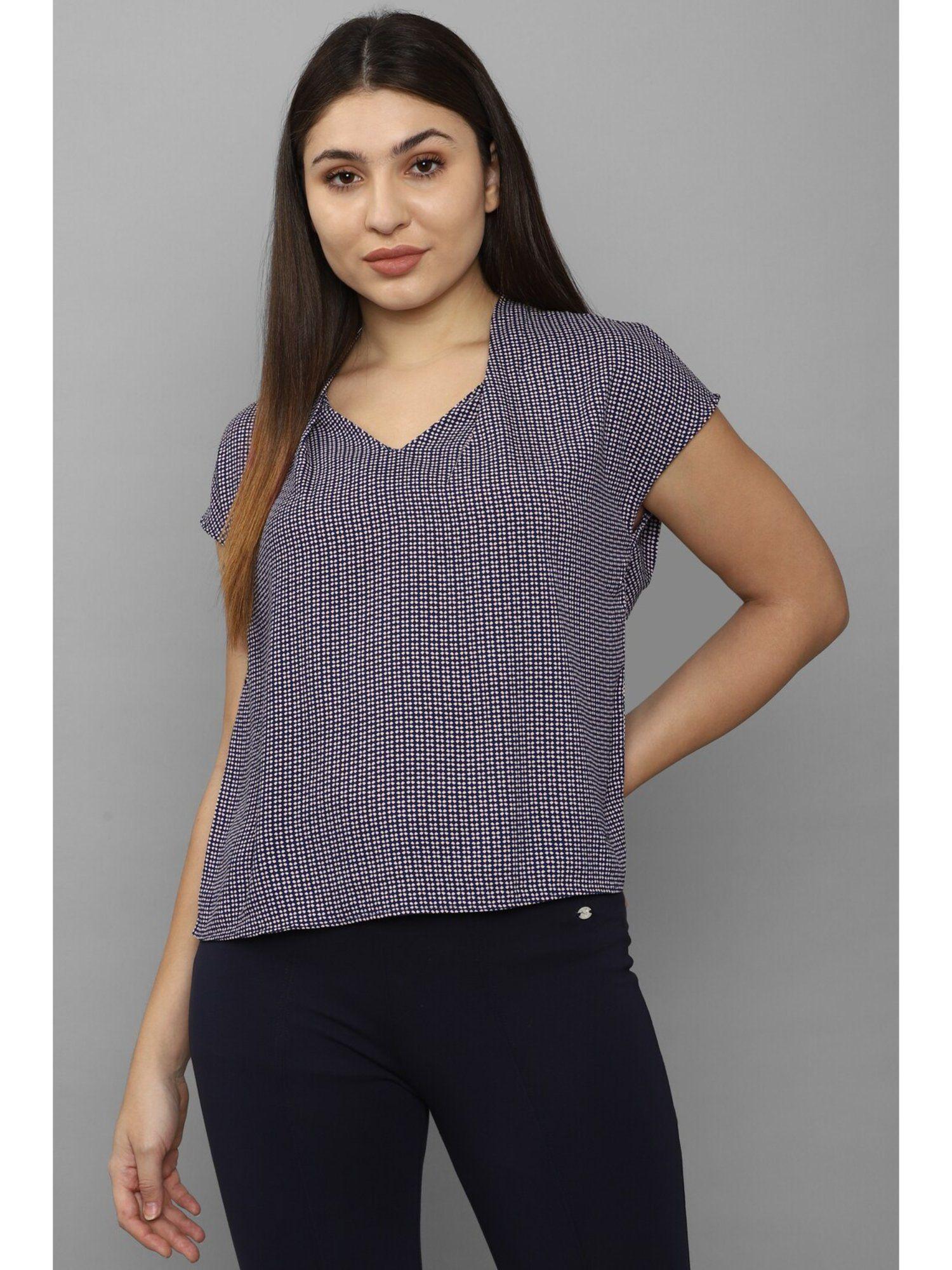 women navy print casual top