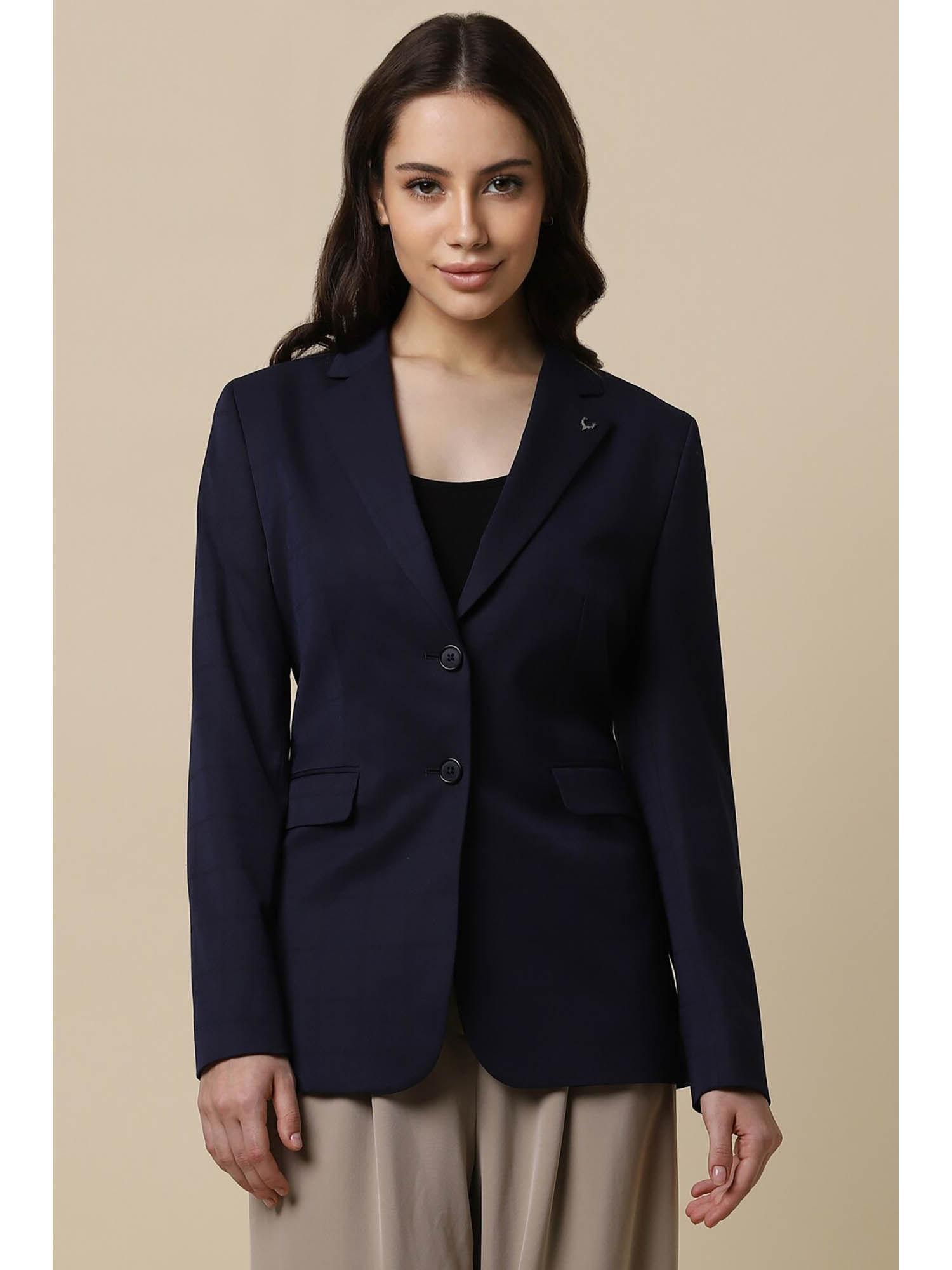 women navy regular fit blazer