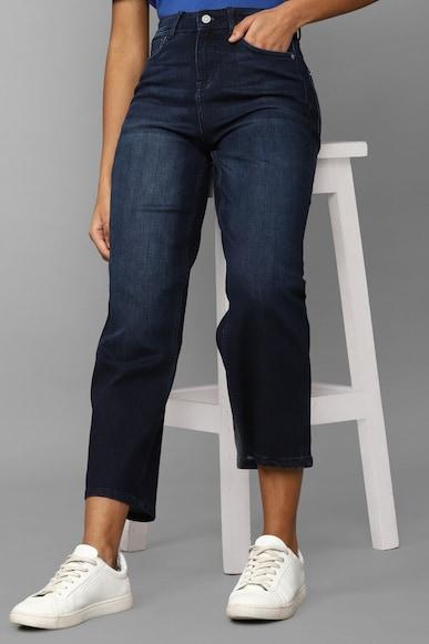 women navy regular fit dark wash jeans